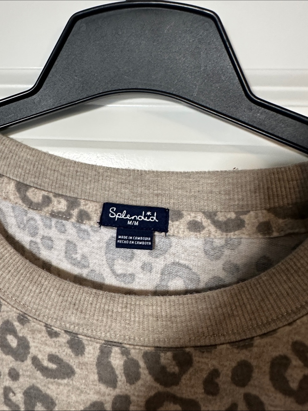 Splendid Neutral Leopard Crewneck Sweater in Taupe and Gray - Picture 2 of 3